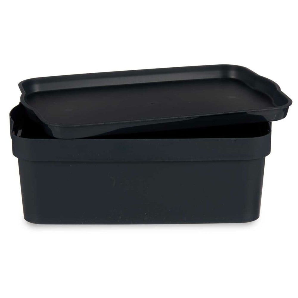 Storage Box with Lid Kipit TP593-1 Anthracite Plastic 6 L 21 x 11 x 32 cm (12 Units)