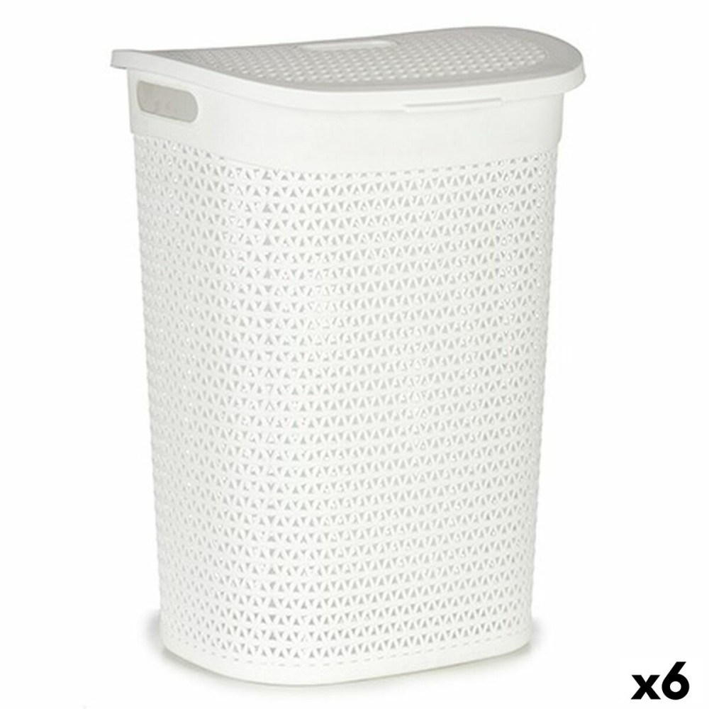 Laundry Basket Kipit 4790-3 White Plastic 60 L 43,5 x 57,5 x 34 cm (6 Units)