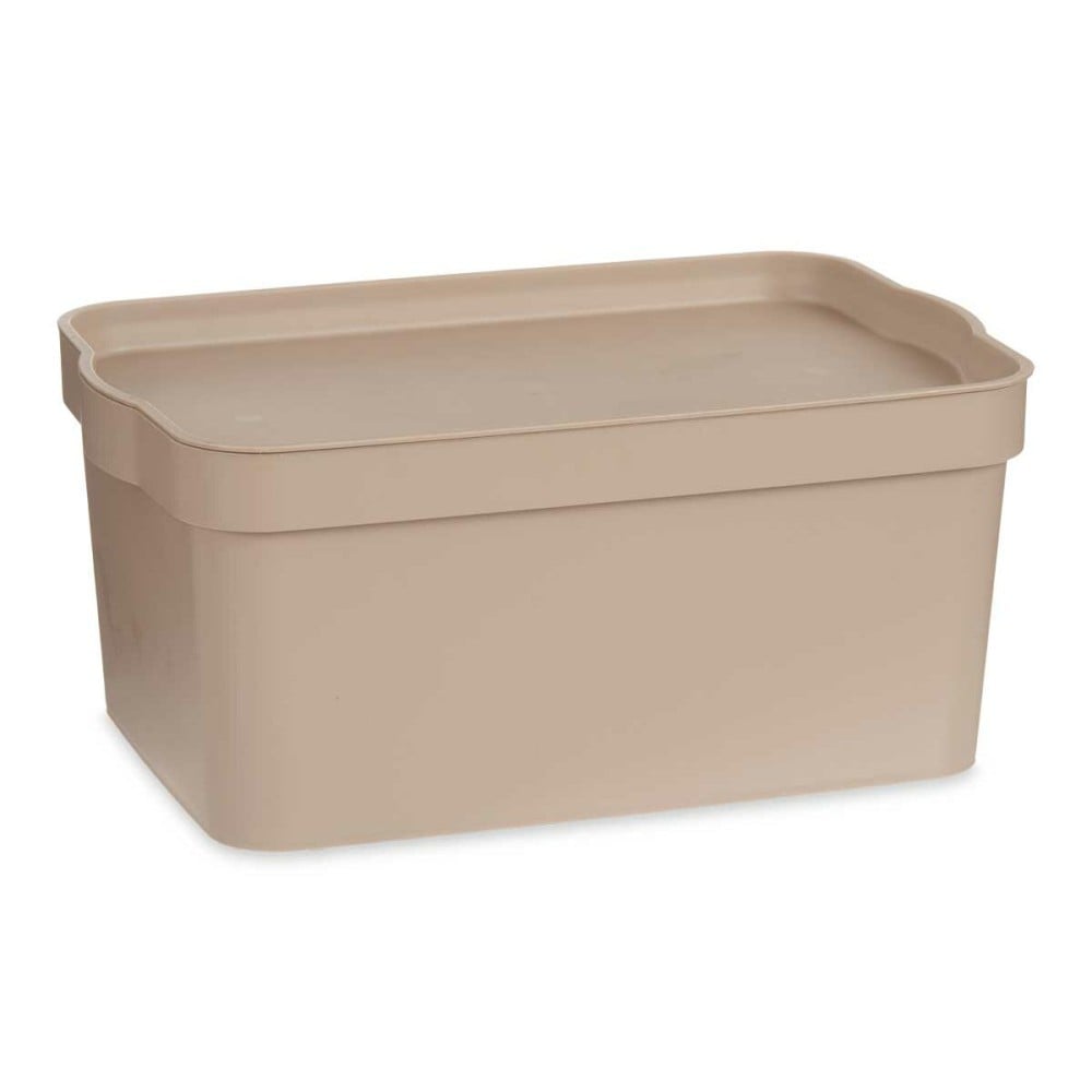 Storage Box with Lid Kipit TP594-3 Beige Plastic 7,5 L 21,5 x 14,5 x 32 cm (12 Units)