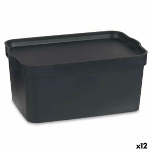 Aufbewahrungsbox mit Deckel Kipit TP594-1 Anthrazit Kunststoff 7,5 L 21 x 14,2 x 32 cm (12 Stück)