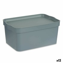 Boîte de rangement avec couvercle Kipit TP594-2 Gris Plastique 7,5 L 21 x 14,2 x 32 cm (12 Unités)