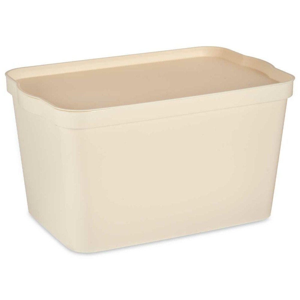 Storage Box with Lid Kipit TP596-3 Cream Plastic 24 L 29,3 x 24,5 x 45 cm (6 Units)