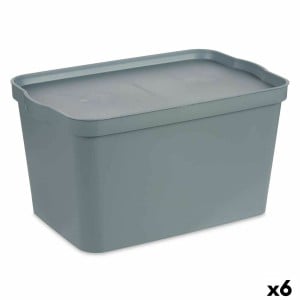 Boîte de rangement avec couvercle Kipit TP596-2 Gris Plastique 24 L 29,3 x 24,5 x 45 cm (6 Unités)