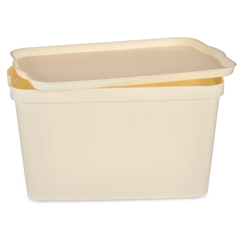 Storage Box with Lid Kipit TP596-3 Cream Plastic 24 L 29,3 x 24,5 x 45 cm (6 Units)