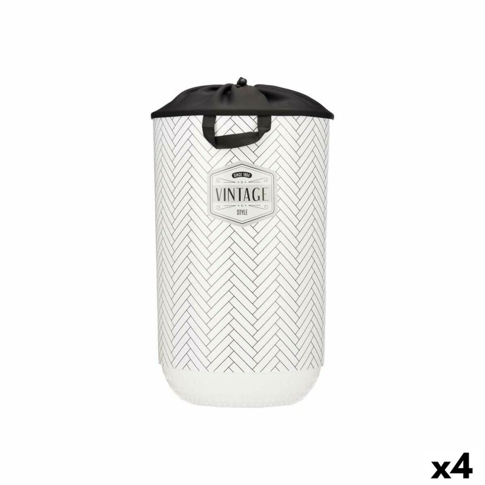 Panier à linge Kipit Vintage Blanc Plastique 40 L 34 x 52,5 x 34 cm (4 Unités)