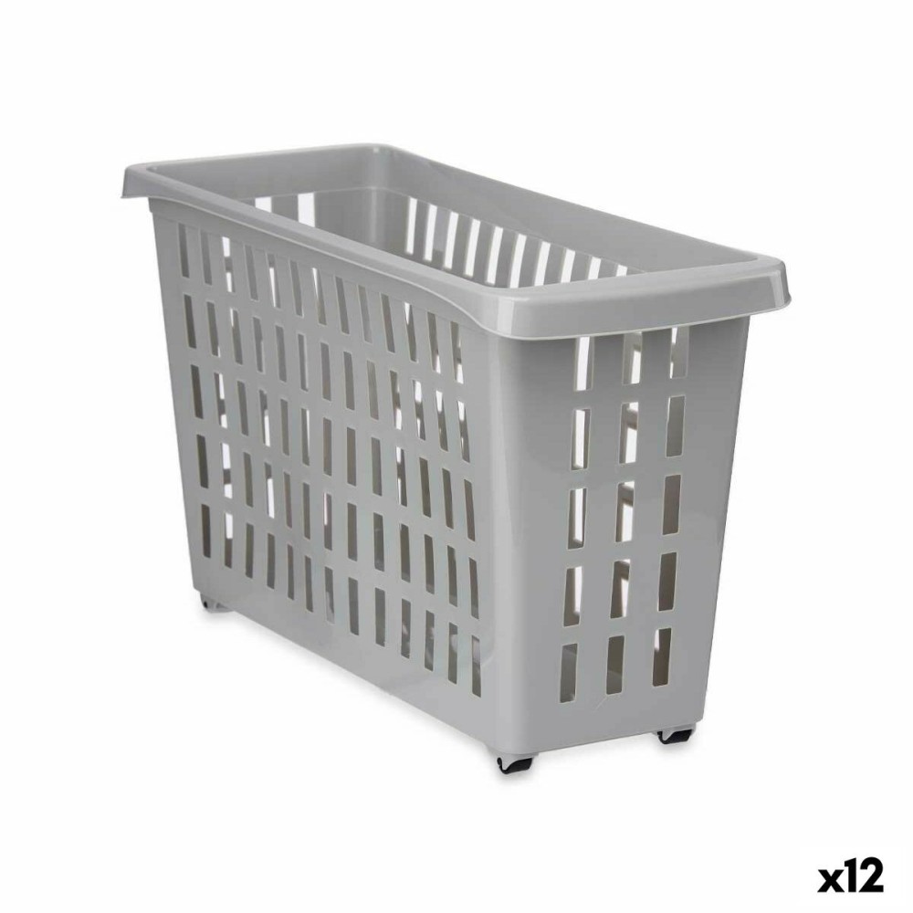 Panier Multi-usages Kipit G-327-1 Gris Plastique 17,5 x 26 x 46 cm Avec des roues (12 Unités)