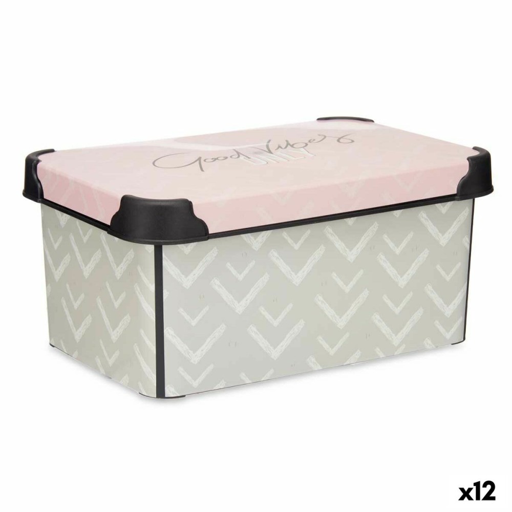 Storage Box with Lid Kipit Vibes Pink Plastic Arrows 5 L 19 x 13,5 x 29,5 cm (12 Units)