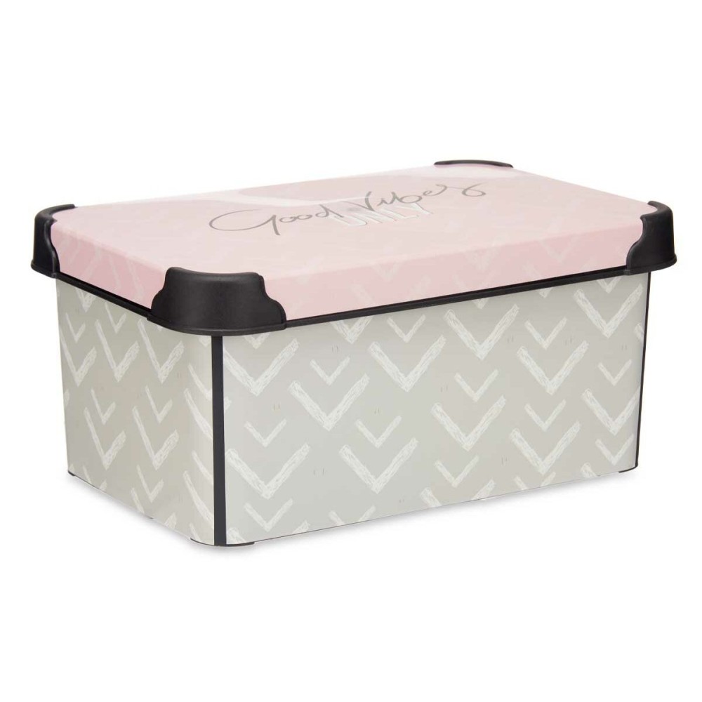 Storage Box with Lid Kipit Vibes Pink Plastic Arrows 5 L 19 x 13,5 x 29,5 cm (12 Units)