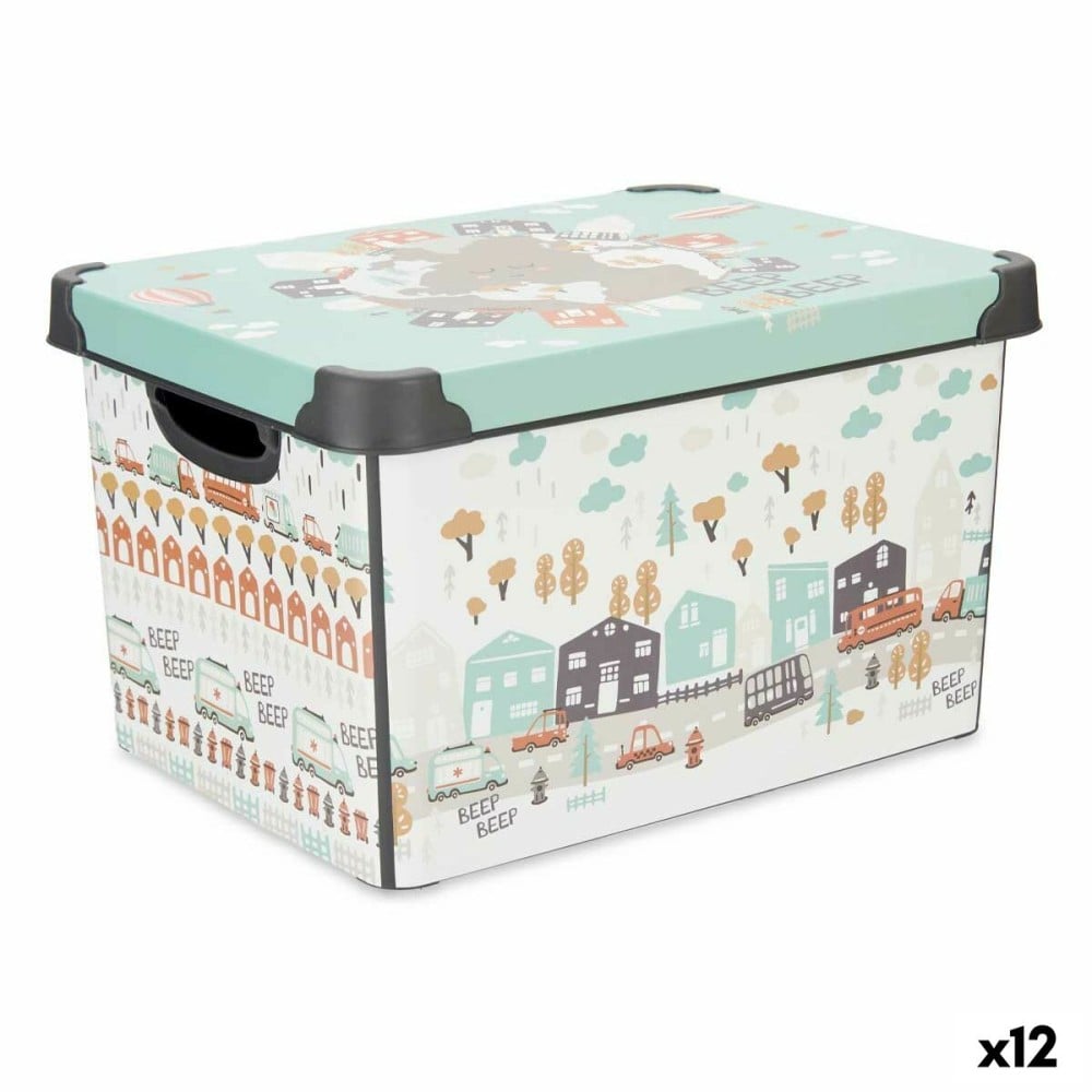 Aufbewahrungsbox mit Deckel Kipit STYLE BOX-17L-6 Kunststoff Straße 17 L 27,5 x 22 x 36,5 cm Für Kinder (12 Stück)