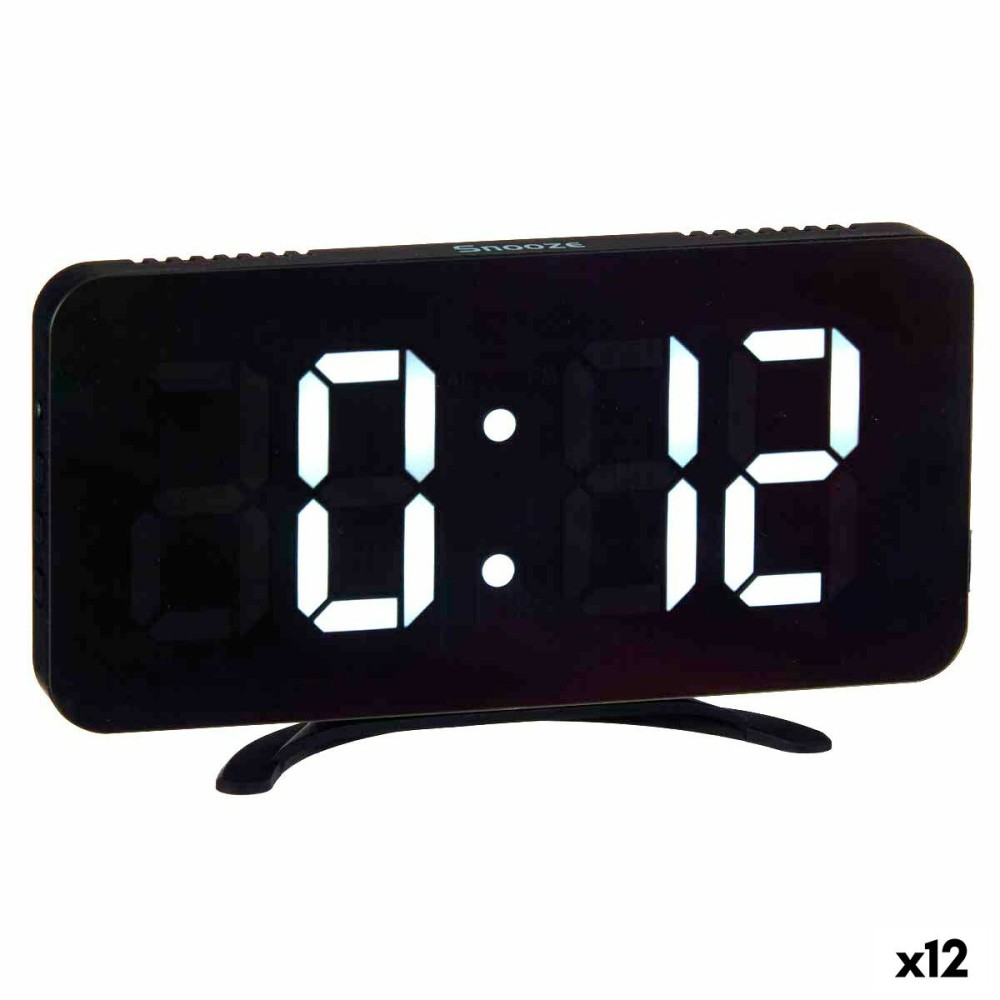 Digitale Desktop-Uhr Schwarz ABS 15,7 x 7,7 x 1,5 cm (12 Stück)