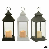 LED-Laterne Weiß Schwarz Kristall Kunststoff 13,5 x 34,5 x 13,5 cm (12 Stück)