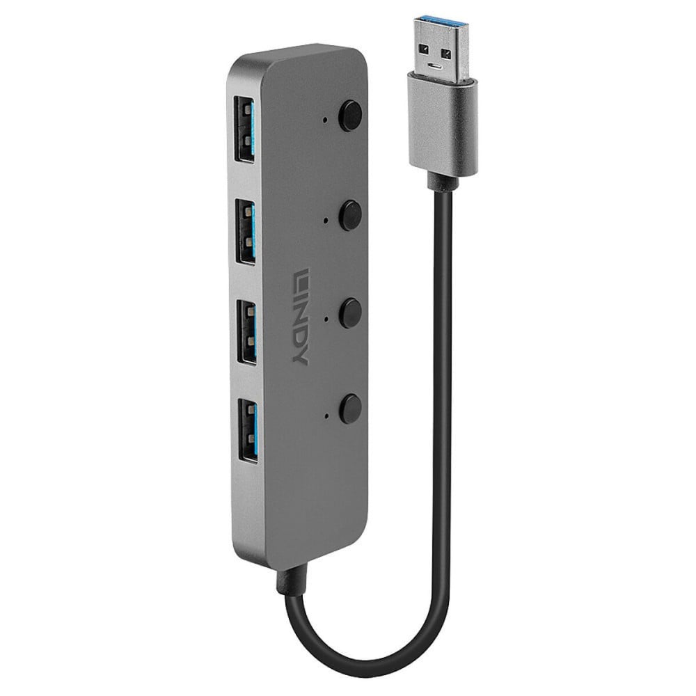 Hub USB LINDY Schwarz Grau (1 Stück)