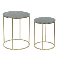 Jeu de 2 tables DKD Home Decor Vert Doré 46 x 46 x 58 cm