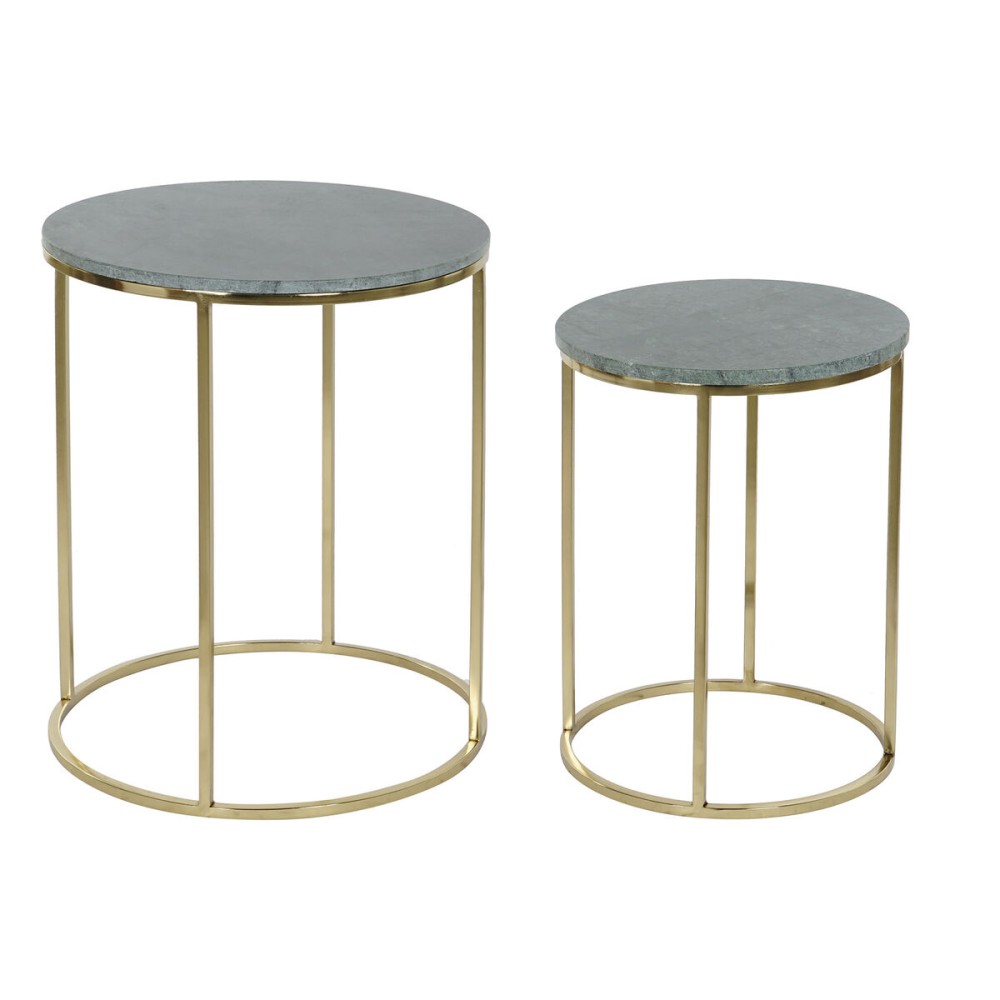 Jeu de 2 tables DKD Home Decor Vert Doré 46 x 46 x 58 cm