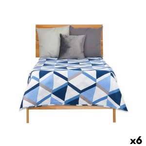 Reversible Bedspread 180 x 260 cm Blue White (6 Units)