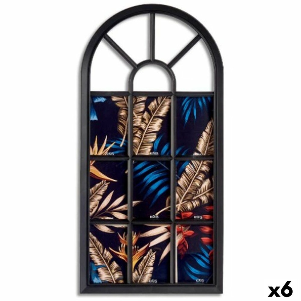 Bilderrahmen für die Wand Fenster Schwarz Glas Kunststoff 34,5 x 2,5 x 69,5 cm (6 Stück)