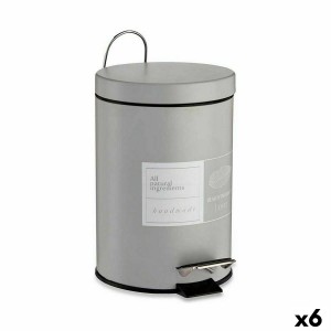 Papierkorb mit Pedal Berilo Beauty Products Weiß Grau Stahl Kunststoff 3 L (6 Stück)