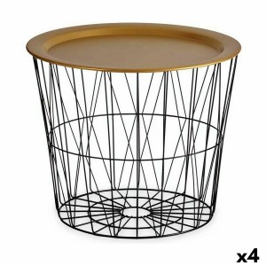 Side table Black Golden Metal 52 x 40 x 52 cm (4 Units)