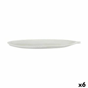 Plateau Blanc Bois MDF Feuille d'une plante 49 x 2,7 x 17,3 cm Décoration (6 Unités)