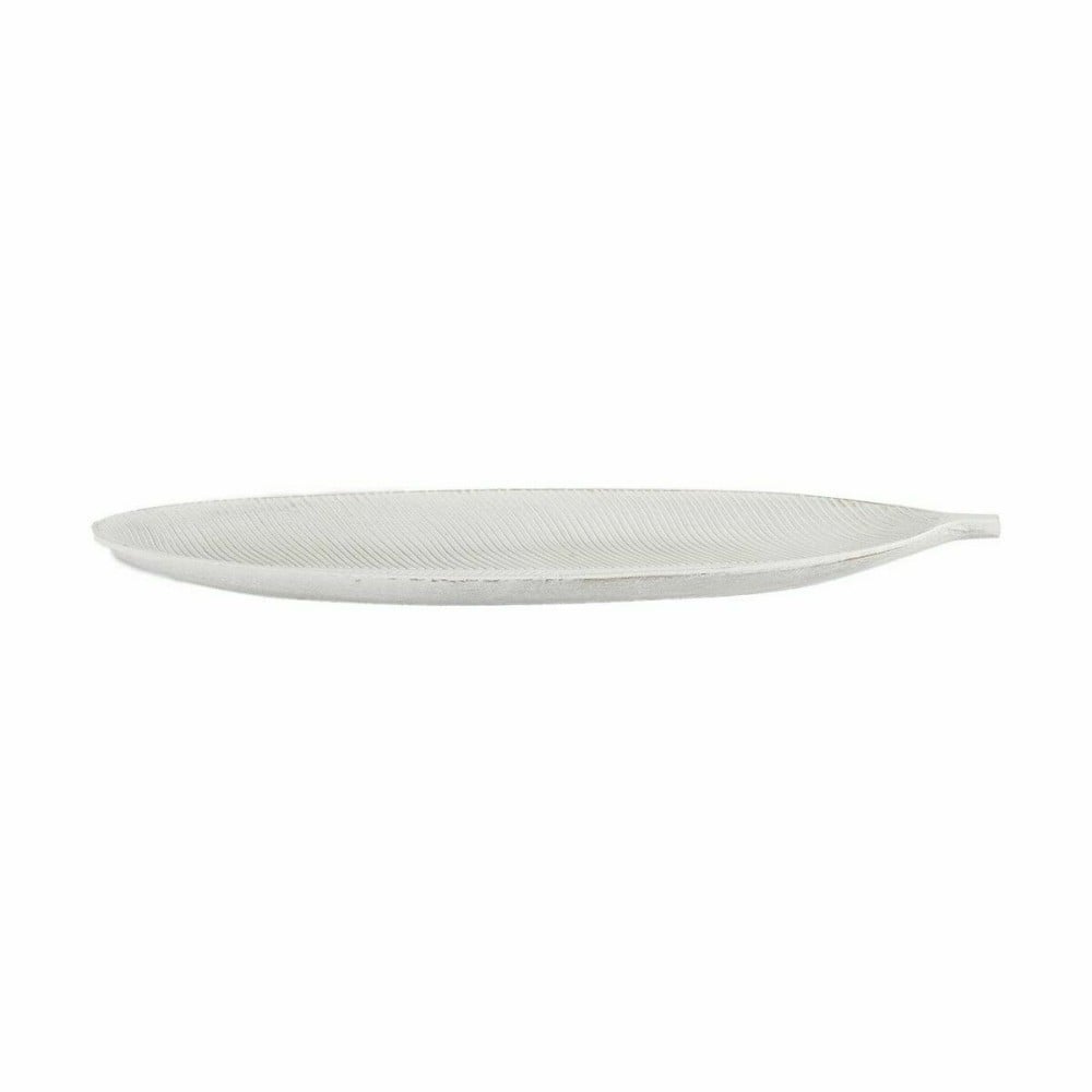 Plateau Blanc Bois MDF Feuille d'une plante 49 x 2,7 x 17,3 cm Décoration (6 Unités)