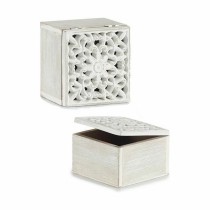 Boîte Décorative Blanc Bois 11,5 x 8 x 11,5 cm (6 Unités)