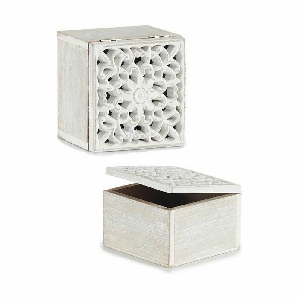 Decorative box White Wood 11,5 x 8 x 11,5 cm (6 Units)