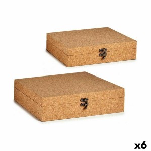 Set de boîtes décoratives Marron Liège Bois MDF (6 Unités)