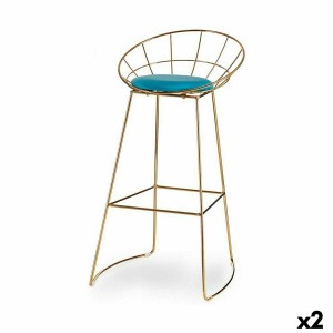 Tabouret Bleu Doré Fer 51 x 94 x 52 cm (2 Unités)