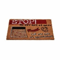 Fußmatte Stop Schwarz Rot natürlich Kokosnuss Faser 40 x 1,5 x 60 cm (12 Stück)