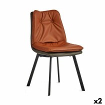 Armchair Buttons Brown Black Grey Steel 62 x 85 x 47 cm (2 Units)