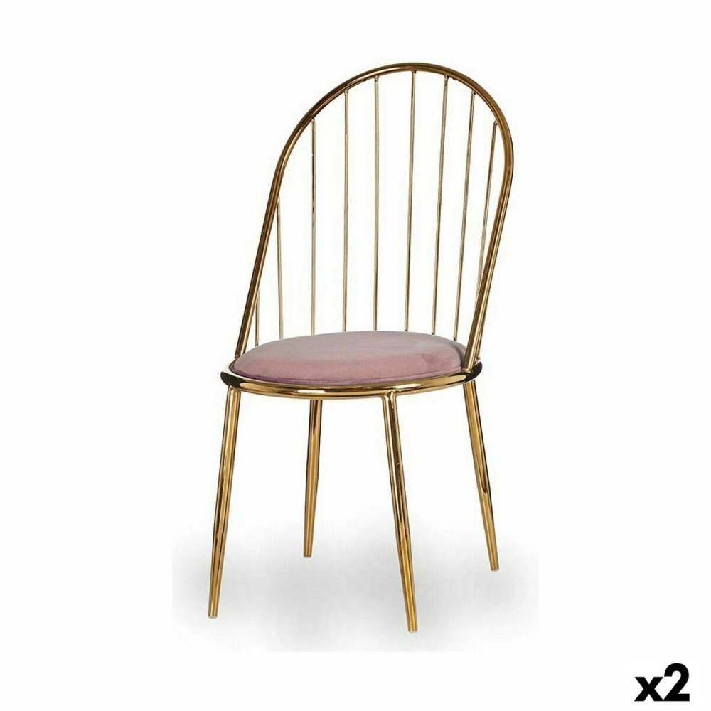 Chair Bars Pink Golden 48 x 95,5 x 48 cm (2 Units)