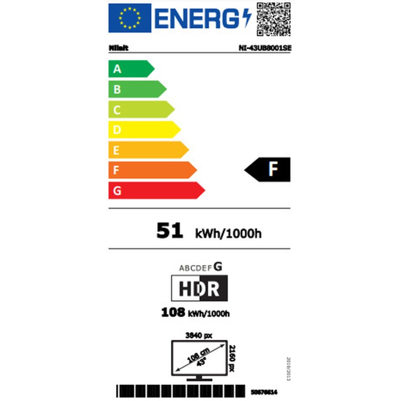 TV intelligente Nilait Luxe NI-43UB8001SE 4K Ultra HD 43"