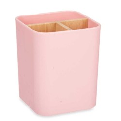 Zahnbürstenhalter Berilo B9041-PINK Rosa Bambus Polypropylen 9 x 11 x 9 cm (6 Stück)