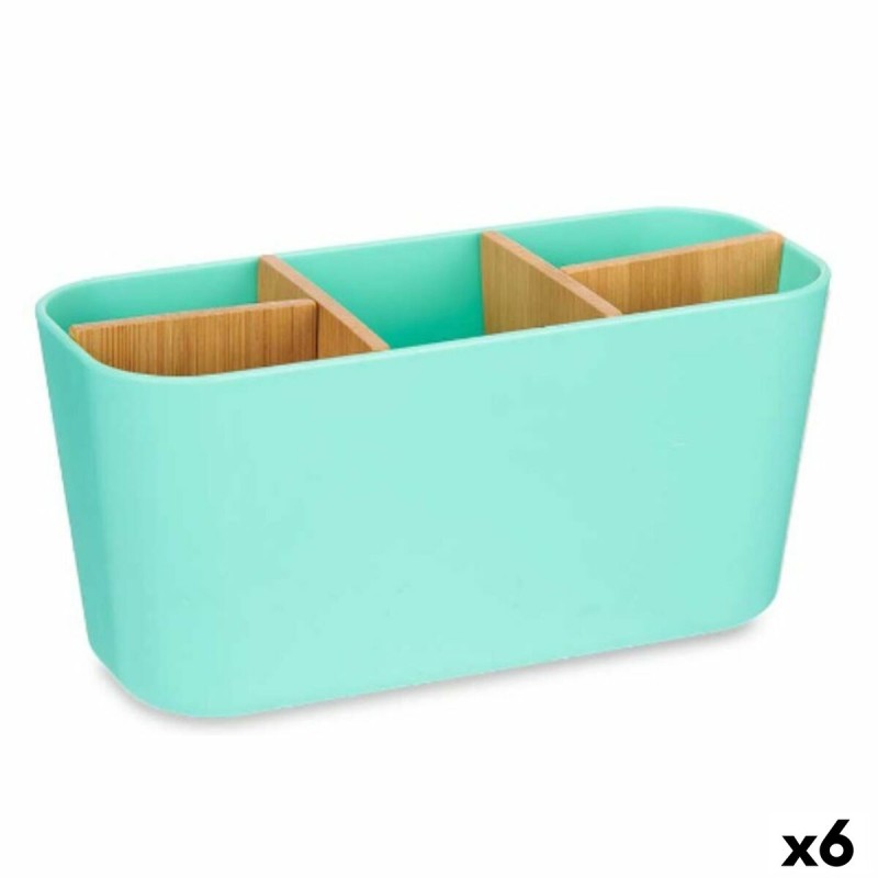 Toothbrush Holder Berilo B9045-GREEN Green Bamboo polypropylene 21 x 10 x 9 cm (6 Units)