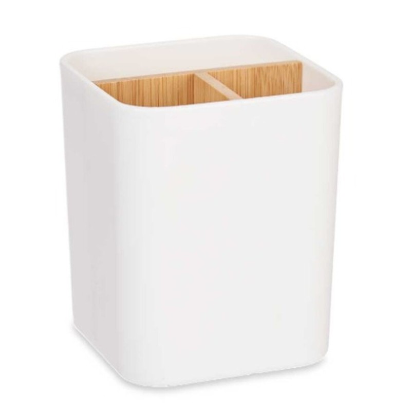 Toothbrush Holder Berilo B9041-WHITE White Bamboo polypropylene 9 x 11 x 9 cm (6 Units)