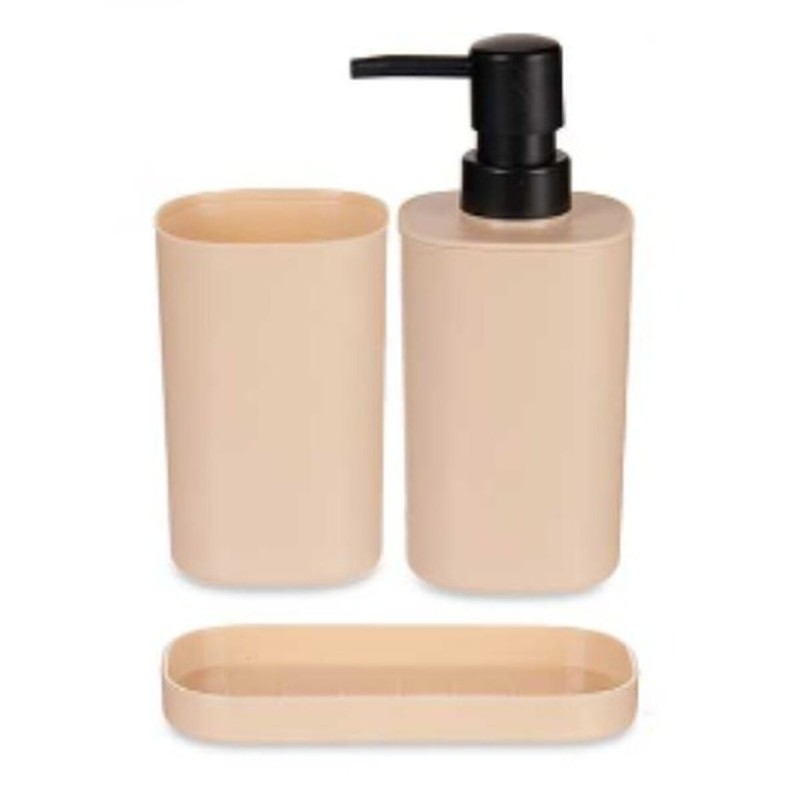 Badezimmer Set Berilo B8108-S3-BEIGE Schwarz Beige Polypropylen (12 Stück)