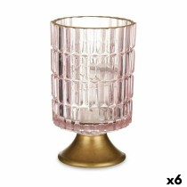 Lanterne à LED Rose Doré verre 10,7 x 18 x 10,7 cm (6 Unités)