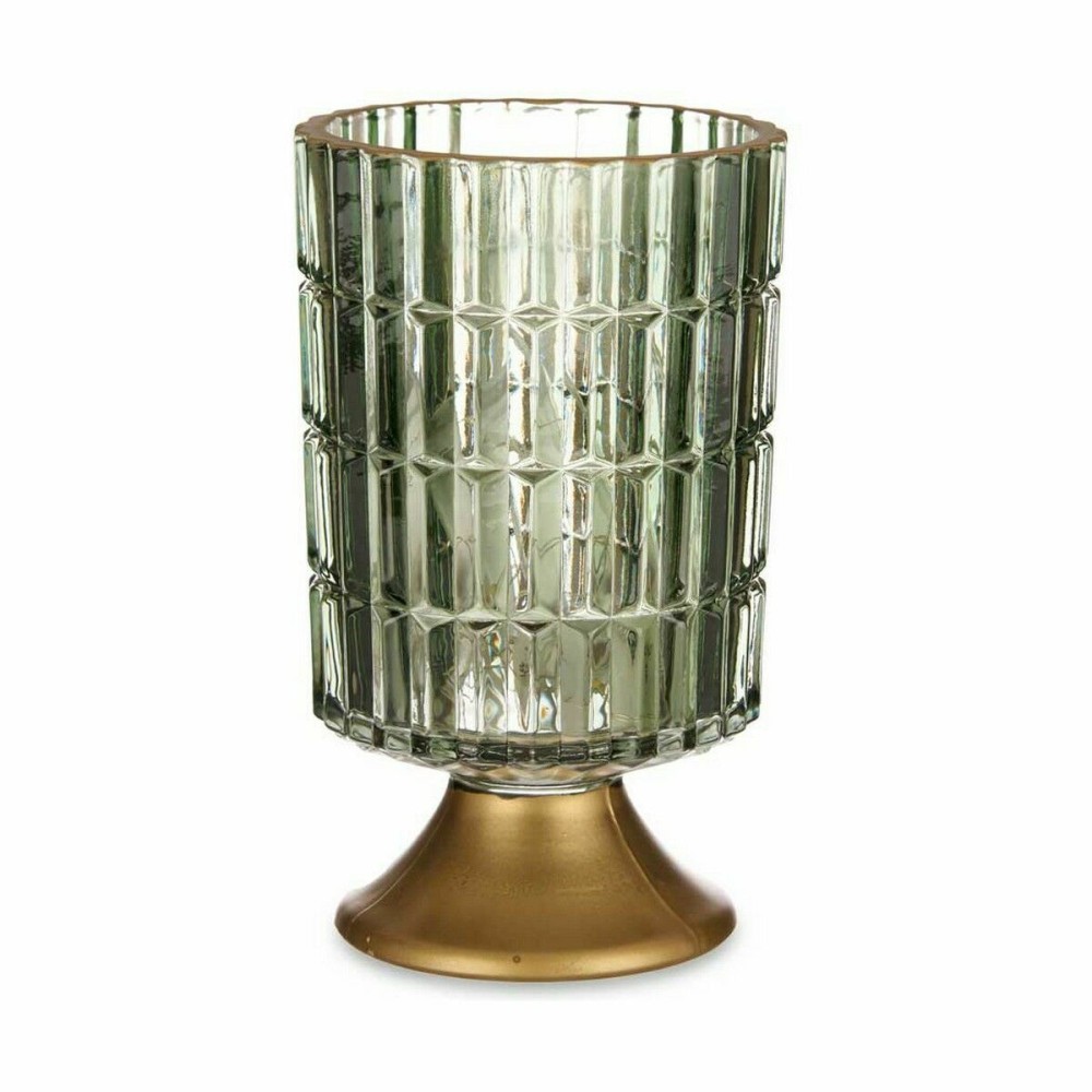 LED Lantern Green Golden Glass 10,7 x 18 x 10,7 cm (6 Units)