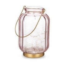 LED-Laterne Streifen Rosa Gold Glas 13,5 x 22 x 13,5 cm (6 Stück)