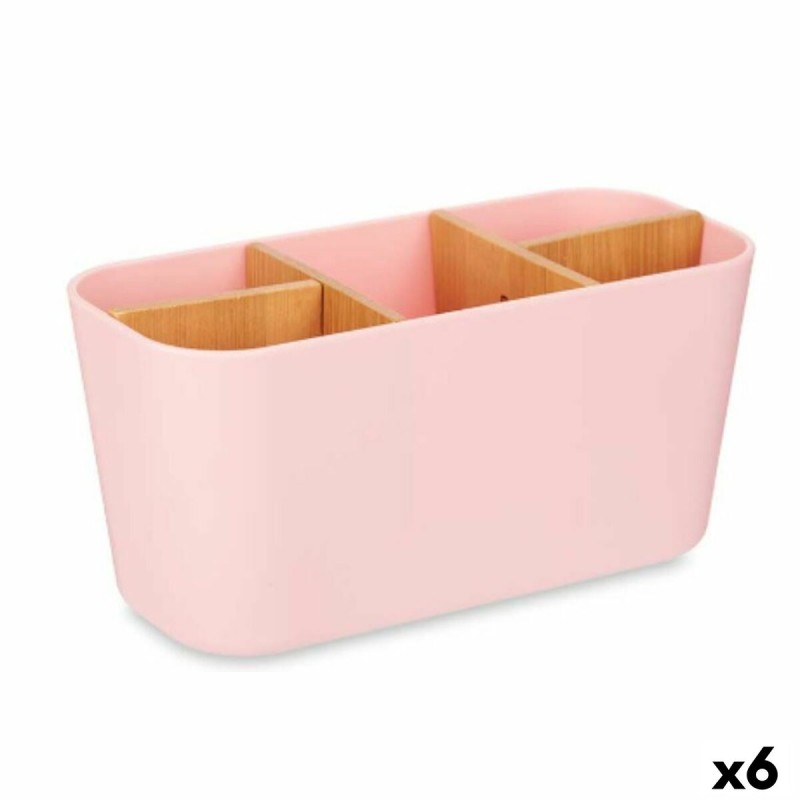 Support pour brosses à dents Berilo B9045-PINK Rose Bambou polypropylène 21 x 10 x 9 cm (6 Unités)