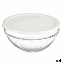 Round Lunch Box with Lid Pasabahce Chefs White 1,7 L 21 x 9 x 21 cm (4 Units)