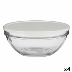 Panier-repas rond avec couvercle Pasabahce Chefs Blanc 2,5 L 23,7 x 10,1 x 23,7 cm (4 Unités)