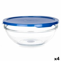 Round Lunch Box with Lid Pasabahce Chefs Blue 1,7 L 20,5 x 9 x 20,5 cm (4 Units)