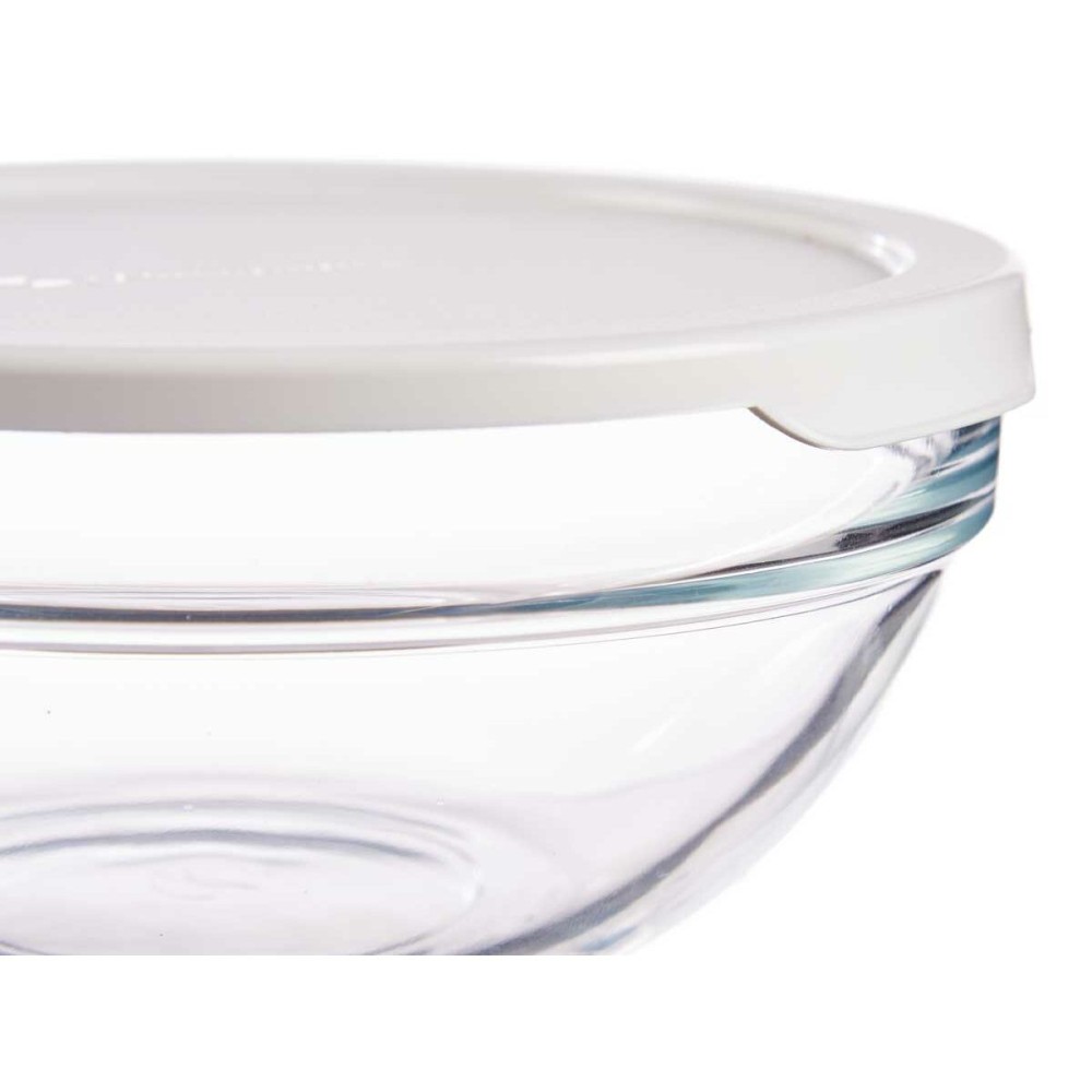 Round Lunch Box with Lid Pasabahce Chefs White 595 ml 14 x 6,3 x 14 cm (6 Units)