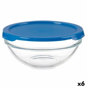 Round Lunch Box with Lid Pasabahce Chefs Blue 595 ml 14 x 6,3 x 14 cm (6 Units)