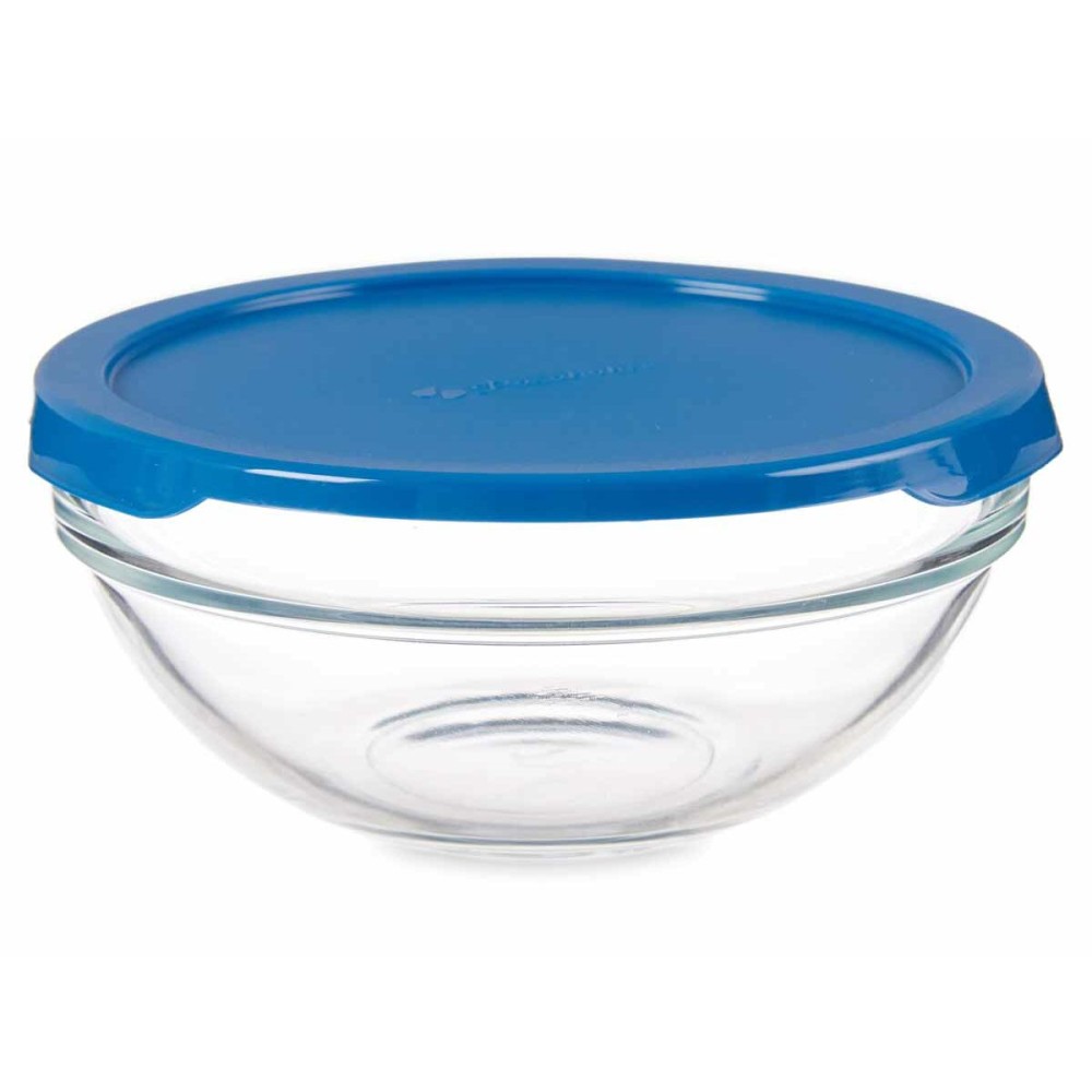 Round Lunch Box with Lid Pasabahce Chefs Blue 595 ml 14 x 6,3 x 14 cm (6 Units)