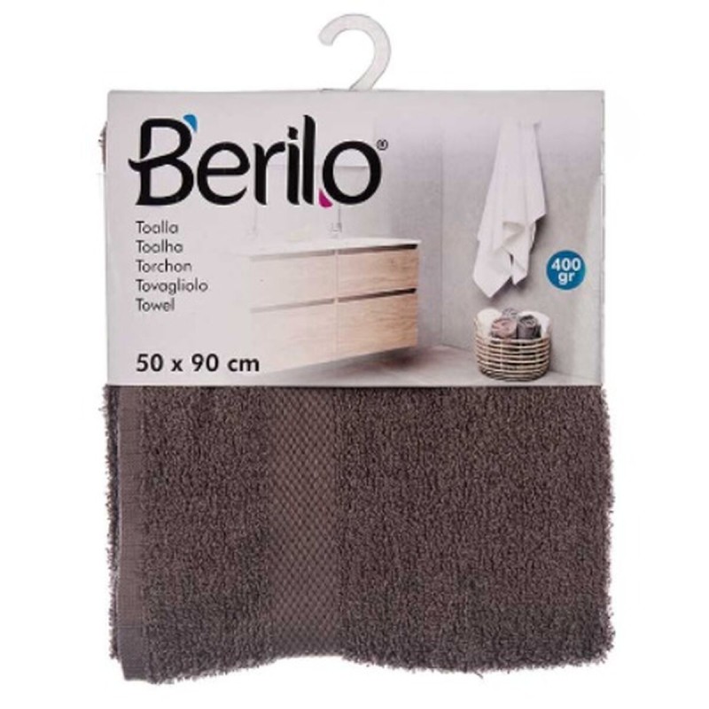 Serviette de toilette Berilo 89669 Gris 80 % coton 20 % Polyester 50 x 90 cm 50 x 0,5 x 90 cm (6 Unités)