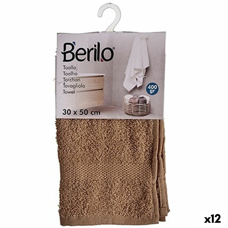 Bath towel Berilo 89660 Camel 80 % cotton 20 % Polyester 30 x 50 cm (12 Units)