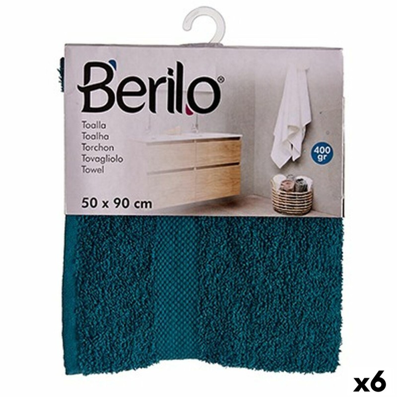 Badetuch Berilo 89673 Blau 80 % Baumwolle 20 % Polyester 50 x 90 cm (6 Stück)