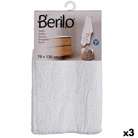 Serviette de toilette Berilo 89678 Blanc 80 % coton 20 % Polyester 70 x 130 cm (3 Unités)